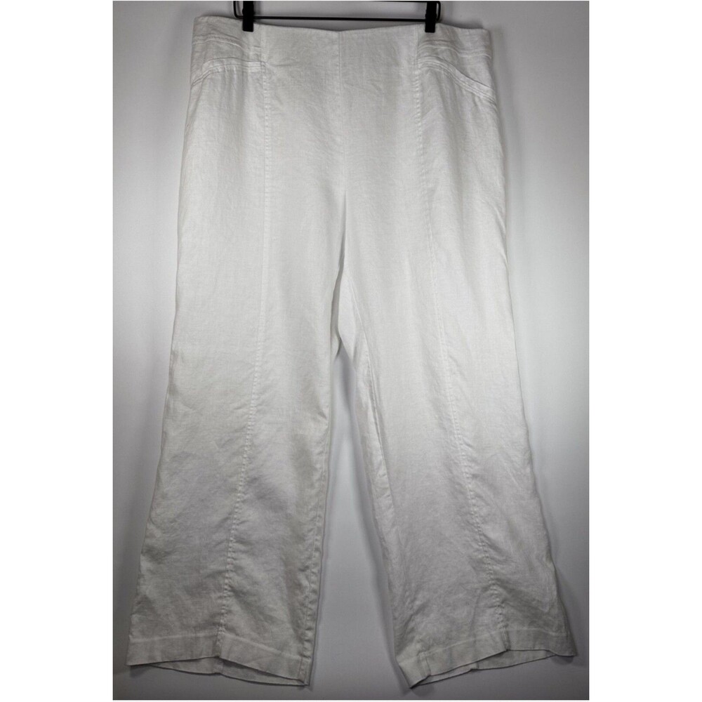 INC‎ International Concepts Pants Womens 20W White Linen Wide Leg Summer Casual